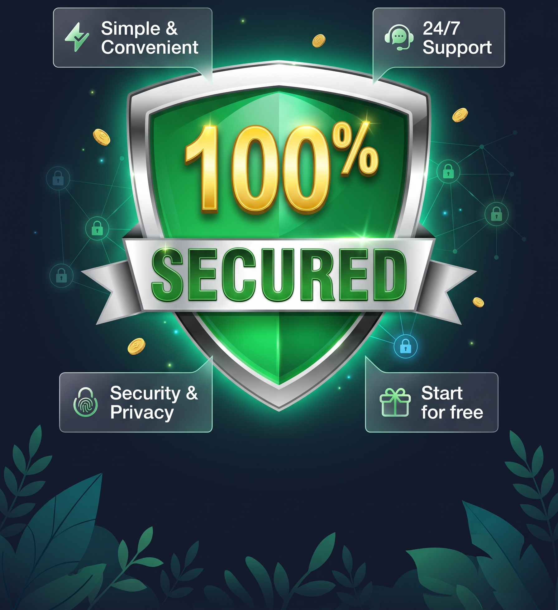 100% Secured shield